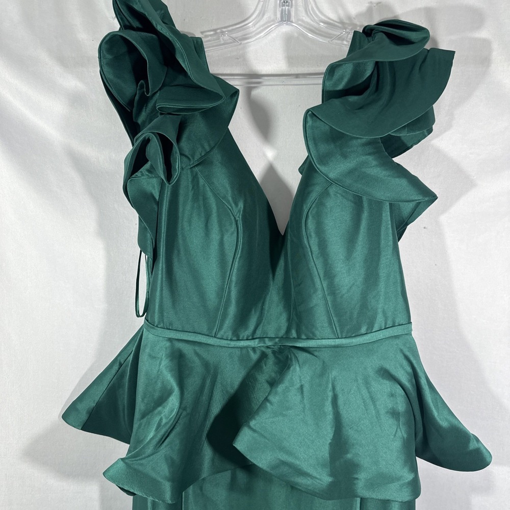 NWT MAC DUGGAL [ 16W ] 67751 Ruffle Sleeve Vneck Peplum Trumpet Gown Green J1694 - Picture 9 of 13